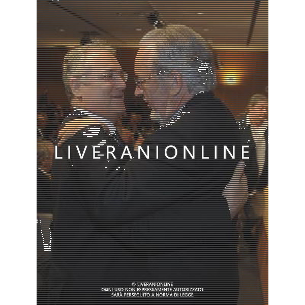 MILANO 20/5/2013 SALA BUZZATI VIA BALZAN, 3 CONVEGNO DELLA GAZZETTA DELLO SPORT: \'IL CALCIO CHE VOGLIAMO\' NELLA FOTO CLAUDIO LOTITO E GIANPAOLO POZZO FOTO ROMANO/AG ALDO LIVERANI S.A.S.