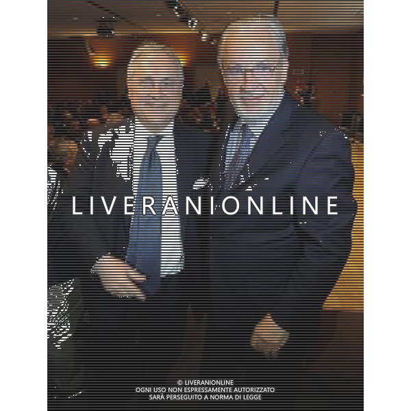 MILANO 20/5/2013 SALA BUZZATI VIA BALZAN, 3 CONVEGNO DELLA GAZZETTA DELLO SPORT: \'IL CALCIO CHE VOGLIAMO\' NELLA FOTO CLAUDIO LOTITO E GIANPAOLO POZZO FOTO ROMANO/AG ALDO LIVERANI S.A.S.