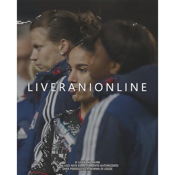 (130524) -- LONDON, May 24, 2013 () -- Olympique Lyonnais\' Amel Majri (C) reacts after the UEFA Women\'s Champions League final match between Wolfsburg and Olympique Lyonnais in London, Britain, on May 23, 2013. Wolfsburg won the match 1-0 and claimed the title. (/Wang Lili) AG ALDO LIVERANI S A S ONLY ITALY