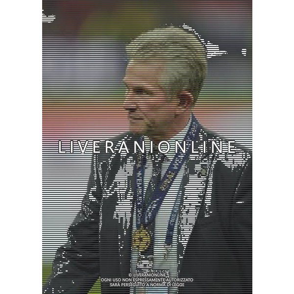 Jupp Heynckes Coach with his Winners Medal Bayern Munich Champions League Final 2013 Borussia Dortmund V Bayern Munich (1-2) 25/05/13 UEFA Champions League Final 2013 at Wembley Stadium Photo: Robin Parker Fotosports International ©Photoshot/AGENZIA ALDO LIVERANI SAS-ITALY ONLY - EDITORIAL USE ONLY
