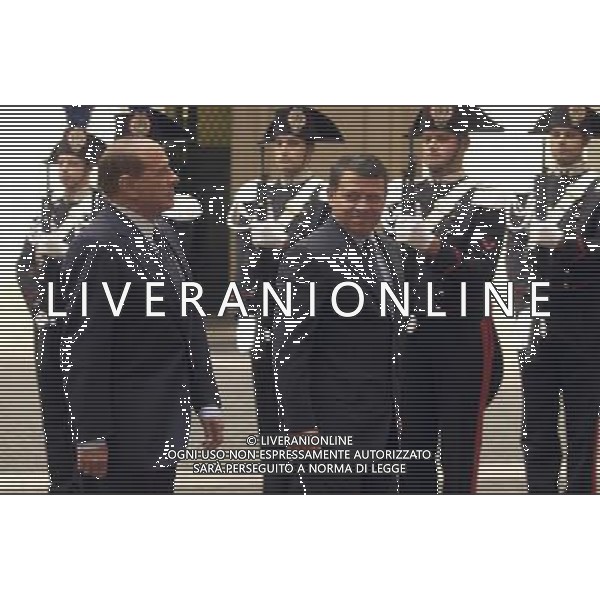 ROMA, 28 / 09 /2004 VISITA IN ITALIA DEL RE DI GIORDANIA, ABDULLAH II BIN HUSSEIN -INCONTRO A PALAZZO CHIGI CON SILVIO BERLUSCONI NELLA FOTO: SILVIO BERLUSCONI E ABDULLAH II BIN HUSSEIN PH AGENZIA ALDO LIVERANI 
