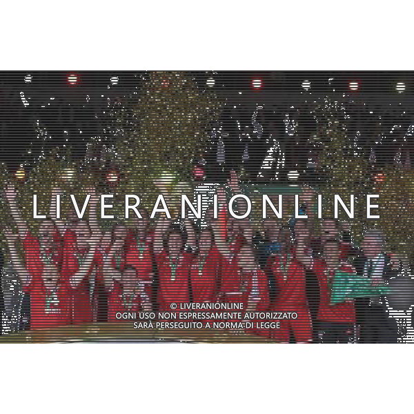 (130602) -- BERLIN, June 2, 2013 () -- Bayern Munich\'s players celebrate victory against VfB Stuttgart in the German soccer cup (DFB Pokal) final match in Berlin, Germany, June 1, 2013. Bayern Munich won 3-2 and became the first German club to wrap up a historic treble including the Bundesliga title, German Cup and UEFA Champions League. (/Luo Huanhuan) AG ALDO LIVERANI SAS ONLY ITALY