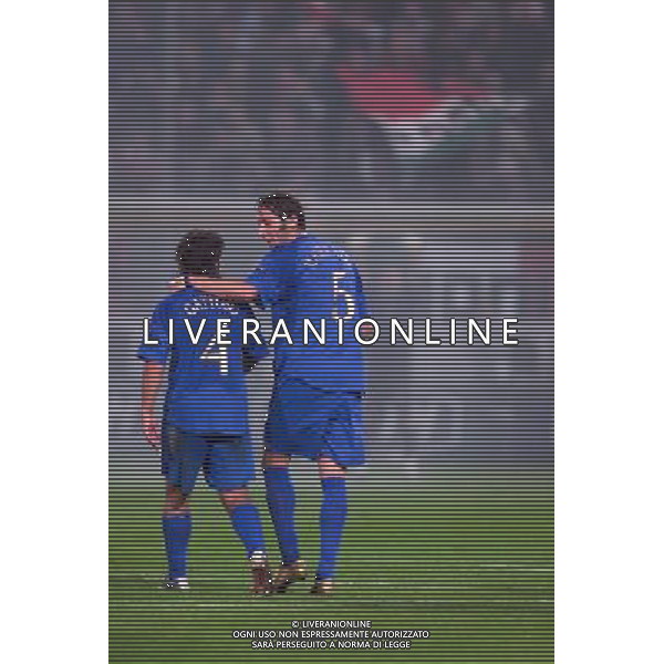 STADIO TARDINI DI PARMA 13/10/2004 ITALIA-BIELORUSSIA NELLA FOTO MARCO MATERAZZI.GENNARO GATTUSO FOTO DFP-AG ALDO LIVERANI SAS