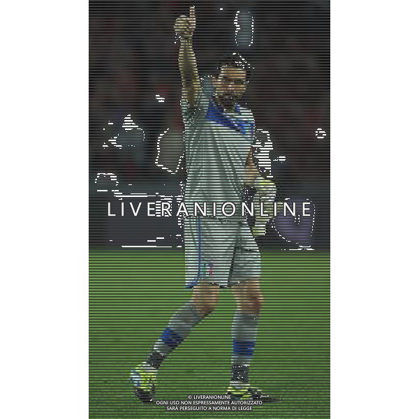 Qualificazioni ai Campionati Mondiali di Calcio Brasile FIFA 2014 Gruppo B Praga - 07.06.2013 Repubblica Ceca-Italia Nella Foto:buffon esulta a fine partita /Ph.Vitez-Ag. Aldo Liverani