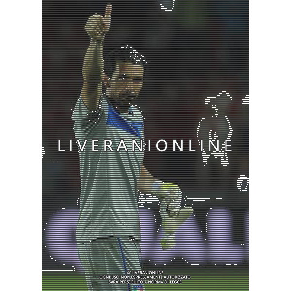 Qualificazioni ai Campionati Mondiali di Calcio Brasile FIFA 2014 Gruppo B Praga - 07.06.2013 Repubblica Ceca-Italia Nella Foto:buffon esulta a fine partita /Ph.Vitez-Ag. Aldo Liverani