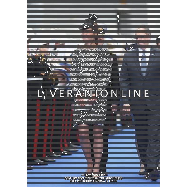 SOUTHAMPTON, ENGLAND - JUNE 13: President and CEO of Princess Cruises Alan Buckelew (R) escorts Catherine, Duchess of Cambridge during the Princess Cruises ship naming ceremony at Ocean Terminal on June 13, 2013 in Southampton, England. AG ALDO LIVERANI SAS ONLY ITALY