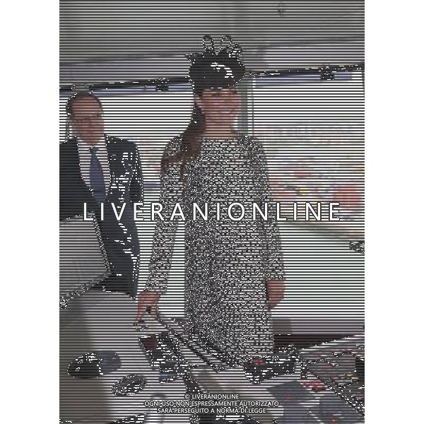 SOUTHAMPTON, ENGLAND - JUNE 13: President and CEO of Princess Cruises Alan Buckelew (L) looks on as Catherine, Duchess of Cambridge receives a tour on board during the Princess Cruises ship naming ceremony at Ocean Terminal on June 13, 2013 in Southampton, England. AG ALDO LIVERANI SAS ONLY ITALY