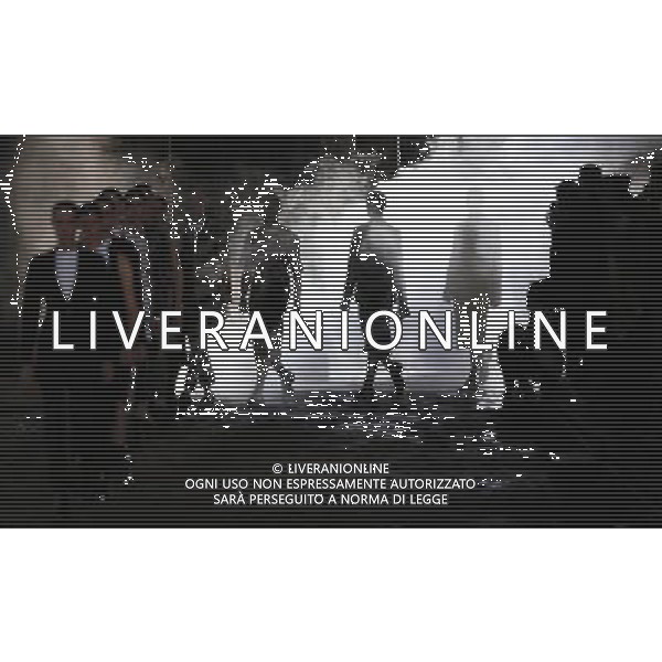 (130617) -- LONDON, June 17, 2013 () -- Models display creations during SS14 Alexander McQueen Menswear show at the Coal Drops, King\'s Cross in London, Britain on June 17, 2013. (/Wang Lili) ©Photoshot/AGENZIA ALDO LIVERANI SAS-ITALY ONLY - EDITORIAL USE ONLY