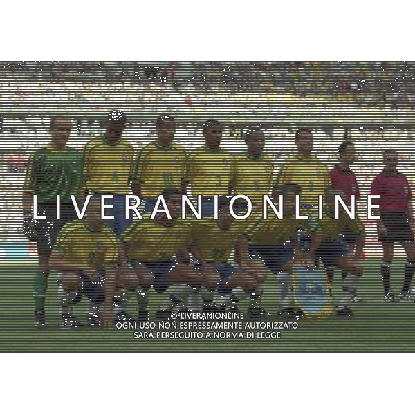 CAMPIONATO DEL MONDO FRANCIA 98 BRASILE-SCOZIA 10-06-1998 NELLA FOTO FORMAZIONE BRASILE AG ALDO LIVERANI S A S