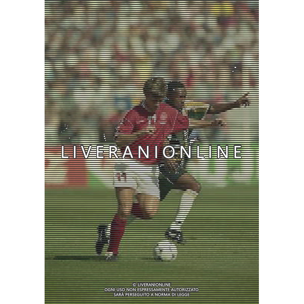 SUD AFRICA DANIMARCA CAMPIONATO DEL MONDO FRANCIA 1998/Sudafrica ‡ Danimarca ‡ Coppa del Mondo 1998 - Girone C - 18.06.1998 - 17:30. Stadium Municipal NELLA FOTO BRIAN LAUDRUP AG ALDO LIVERANI S A S
