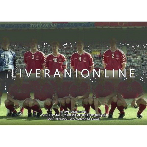 SUD AFRICA DANIMARCA CAMPIONATO DEL MONDO FRANCIA 1998/Sudafrica ‡ Danimarca ‡ Coppa del Mondo 1998 - Girone C - 18.06.1998 - 17:30. Stadium Municipal NELLA FOTO FORMAZIONE DANIMARCA AG ALDO LIVERANI S A S