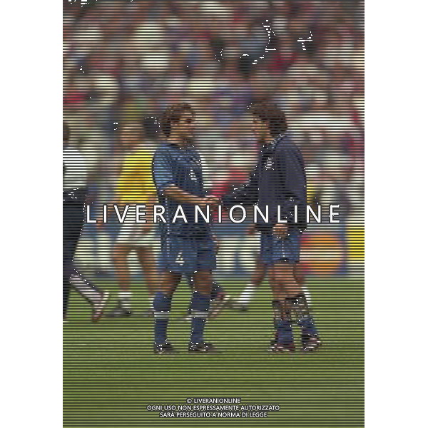 ITALIA FRANCIA CAMPIONATO DEL MONDO FRANCIA 98 QUARTI DI FINALE NELLA FOTO ALESSANDRO DEL PIERO FABIO CANNAVARO AG ALDO LIVERANI S A S