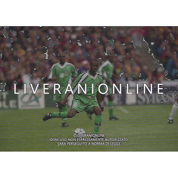 13/06/1998 CAMPIONATO DEL MONDO FRANCIA 98 SPAGNA -NIGERIA NELLA FOTO Mutiu ADEPOJU AG ALDO LIVERANI S A S
