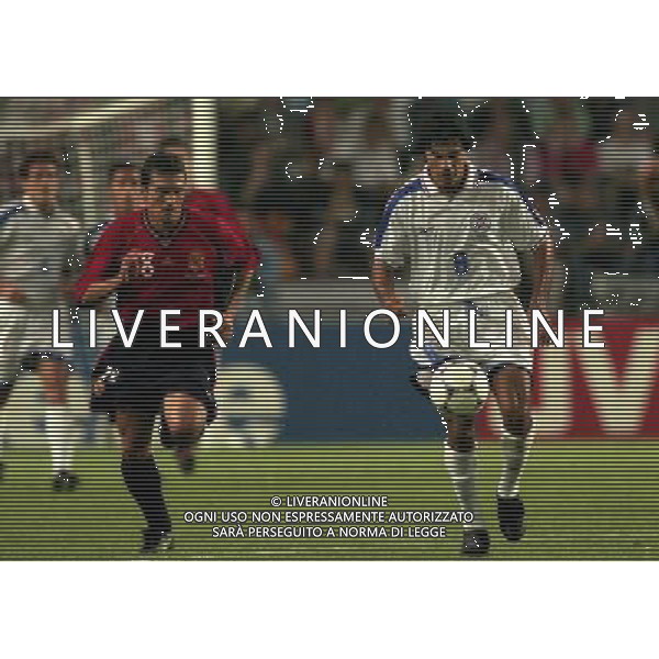 19/06/1998 CAMPIONATO DEL MONDO FRANCIA 98 SPAGNA-PARAGUAY NELLA FOTO Aristides ROJAS-Guillermo AMOR AG ALDO LIVERANI S A S