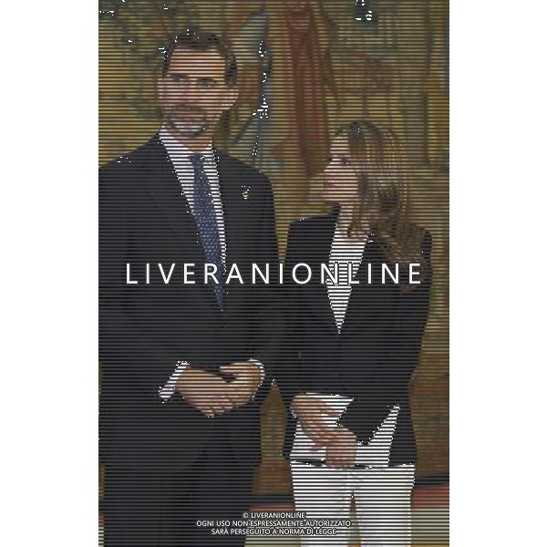 Madrid (16/06//2013).- SS.AA.RR. los principes de Asturias, D. Felipe de Borbon y Da. Letizia Ortiz, presiden la reunion anual con los miembros del patronato de la Fundacion Principe de Asturias. Photo: Alex Cid-Fuentes / ALFAQUI /AGENZIA ALDO LIVERANI SAS - ITALY ONLY - REALI DI SPAGNA: Madrid 16/06/2013 il principe Felipe e la moglie Letizia Ortiz, presiedono la riunione annuale dei membri del consiglio della Fondazione Principe delle Asturie.