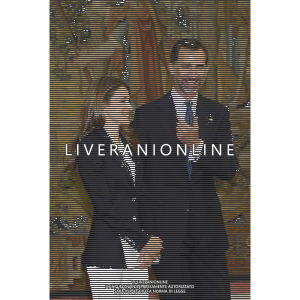 Madrid (16/06//2013).- SS.AA.RR. los principes de Asturias, D. Felipe de Borbon y Da. Letizia Ortiz, presiden la reunion anual con los miembros del patronato de la Fundacion Principe de Asturias. Photo: Alex Cid-Fuentes / ALFAQUI /AGENZIA ALDO LIVERANI SAS - ITALY ONLY - REALI DI SPAGNA: Madrid 16/06/2013 il principe Felipe e la moglie Letizia Ortiz, presiedono la riunione annuale dei membri del consiglio della Fondazione Principe delle Asturie.