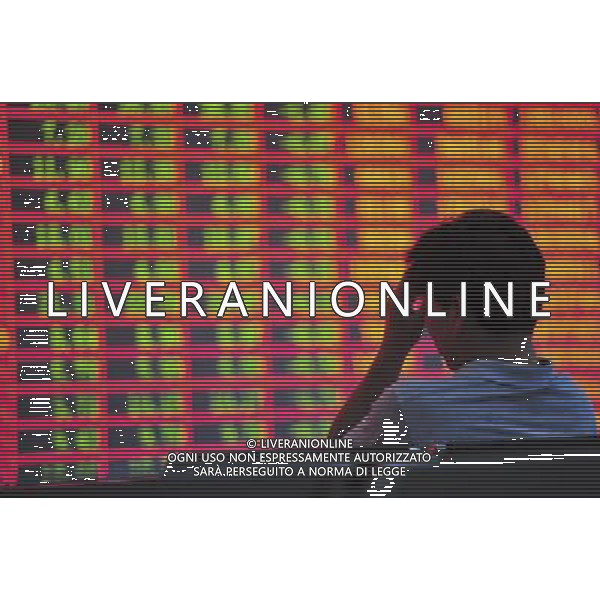 (130625) -- LUOYANG, June 25, 2013 () -- An investor is seen at a trading hall of a securities firm in Luoyang City, central China\'s Henan Province, June 25, 2013. Chinese shares extended losses on Tuesday following Monday\'s drastic slump as the benchmark Shanghai Composite Index lost 0.19 percent, or 3.73 points, to end at 1,959.51, the lowest point in nearly seven months. The Shenzhen Component Index shrank 1.23 percent, or 93.43 points, to 7,495.10. (/Zhang Yixi) (ry) AG ALDO LIVERANI SAS ONLY ITALY