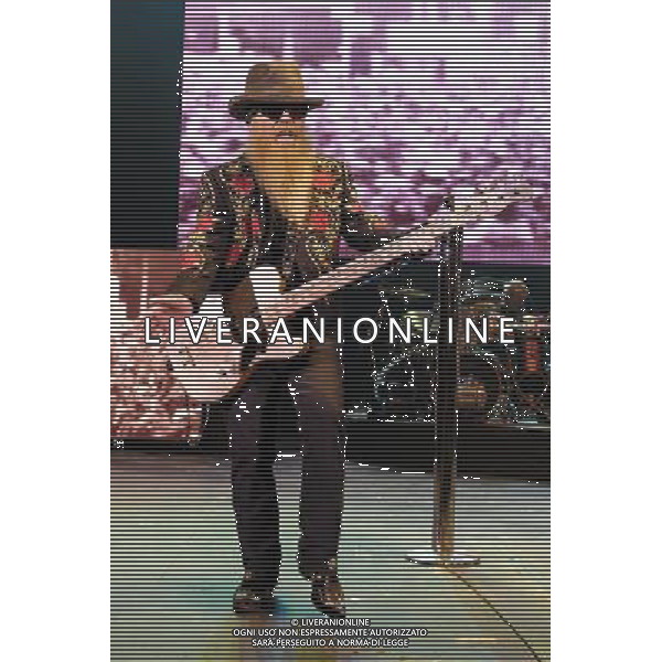 ZZ Top plays Hammersmith Apollo on 24/06/2013 at Hammersmith Apollo, London. The band consists of guitarist and lead vocalist Billy Gibbons, bassist and co-lead vocalist Dusty Hill, and drummer Frank Beard.. Picture by Julie Edwards AG ALDO LIVERANI SAS ONLY ITALY
