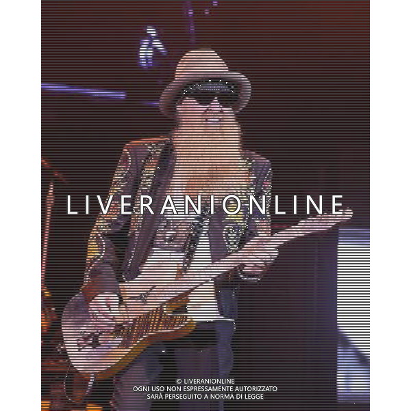 ZZ Top plays Hammersmith Apollo on 24/06/2013 at Hammersmith Apollo, London. The band consists of guitarist and lead vocalist Billy Gibbons, bassist and co-lead vocalist Dusty Hill, and drummer Frank Beard.. Picture by Julie Edwards AG ALDO LIVERANI SAS ONLY ITALY