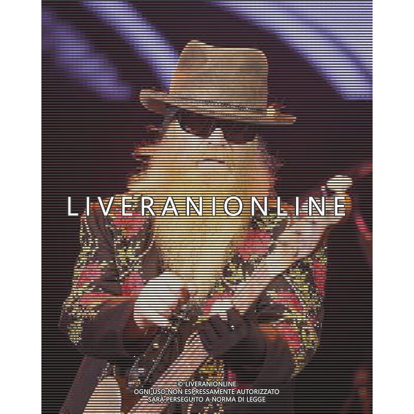 ZZ Top plays Hammersmith Apollo on 24/06/2013 at Hammersmith Apollo, London. The band consists of guitarist and lead vocalist Billy Gibbons, bassist and co-lead vocalist Dusty Hill, and drummer Frank Beard.. Picture by Julie Edwards AG ALDO LIVERANI SAS ONLY ITALY
