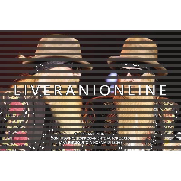 ZZ Top plays Hammersmith Apollo on 24/06/2013 at Hammersmith Apollo, London. The band consists of guitarist and lead vocalist Billy Gibbons, bassist and co-lead vocalist Dusty Hill, and drummer Frank Beard.. Picture by Julie Edwards AG ALDO LIVERANI SAS ONLY ITALY