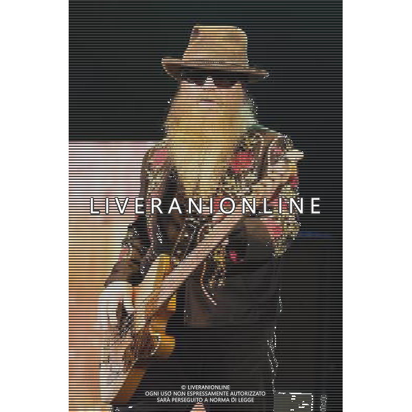 ZZ Top plays Hammersmith Apollo on 24/06/2013 at Hammersmith Apollo, London. The band consists of guitarist and lead vocalist Billy Gibbons, bassist and co-lead vocalist Dusty Hill, and drummer Frank Beard.. Picture by Julie Edwards AG ALDO LIVERANI SAS ONLY ITALY