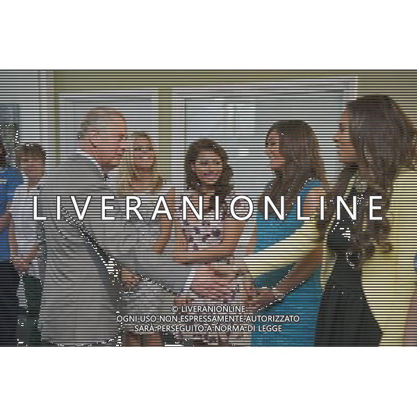  The Prince of Wales as Patron of Marie Curie Cancer Care opens the Marie Curie Hospice in Solihull, Birmingham (21 June 2013). - Pictured meeting girl group The Saturdays, (l-r) Mollie King, Vanessa White, Frankie Sandford, and Rochelle Wiseman. ©photoshot/AGENZIA ALDO LIVERANI SAS - ITALY ONLY - REALI INGLESI: Il Principe Carlo d\'Inghilterra
