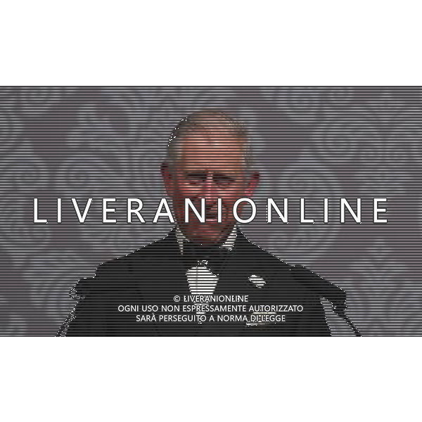 The Prince of Wales gives a speech during a tribute dinner in honour of Lord Sacks, Chief Rabbi of the United Hebrew Congregations of the Commonwealth at Grosvenor House, central London. ©photoshot/AGENZIA ALDO LIVERANI SAS - ITALY ONLY - REALI INGLESI: Il Principe Carlo d\'Inghilterra
