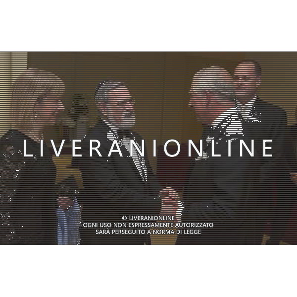 The Prince of Wales speaks with Lord Sacks during a tribute dinner in honour of Lord Sacks, Chief Rabbi of the United Hebrew Congregations of the Commonwealth at Grosvenor House, central London. ©photoshot/AGENZIA ALDO LIVERANI SAS - ITALY ONLY - REALI INGLESI: Il Principe Carlo d\'Inghilterra