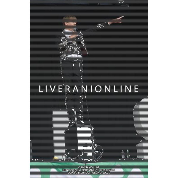 Swedish band The Hives perform on the Other Stage at the Glastonbury Festival, Worthy Farm, Pilton, Glastonbury, Somerset, UK on 28th June 2013. The band consists of Howlin\' Pelle Almqvist (Per Almqvist) ( lead vocals), Nicholaus Arson (Niklas Almqvist) (guitar, keyboard, backing vocals), Vigilante Carlstroem (Mikael Karlsson) (guitar, backing vocals), Dr. Matt Destruction (Mattias Bernvall) (bass) and Chris Dangerous (Christian Grahn) (drums, percussion) ©PHOTOSHOT/AGENZIA ALDO LIVERANI SAS - ITALY ONLY - EDITORIAL USE ONLY