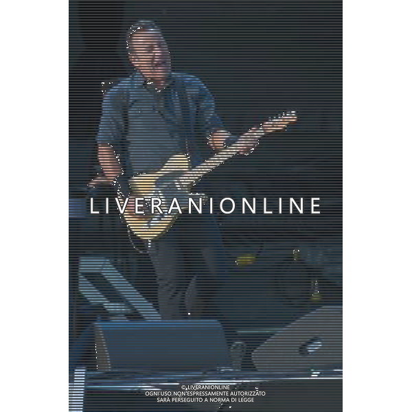 Bruce Springsteen \' The E Street Band on their The Wrecking Ball Tour - Bruce Springsteen â€“ lead vocals, lead, rhythm, and acoustic guitar, harmonica, piano, Patti Scialfa â€“ backing and duet vocals, acoustic guitar, percussion, Garry Tallent â€“ bass guitar, tuba, backing vocals, Roy Bittan â€“ piano, keyboards, accordion, Max Weinberg â€“ drums, percussion, Steven Van Zandt â€“ lead and rhythm guitar, backing vocals, mandolin, Nils Lofgren â€“ lead and rhythm guitar, pedal steel guitar, backing vocals, Soozie Tyrell â€“ violin, acoustic guitar, percussion, backing vocals, Charles Giordano â€“ organ, accordion, glockenspiel, performing live in concert at ive at Hard Rock Calling 2013 on the Main Stage, Queen Elizabeth Olympic Park, London, United Kingdom Date: 29/06/2013 ©photoshot/AGENZIA ALDO LIVERANI SAS - ITALY ONLY - EDITORIAL USE ONLY
