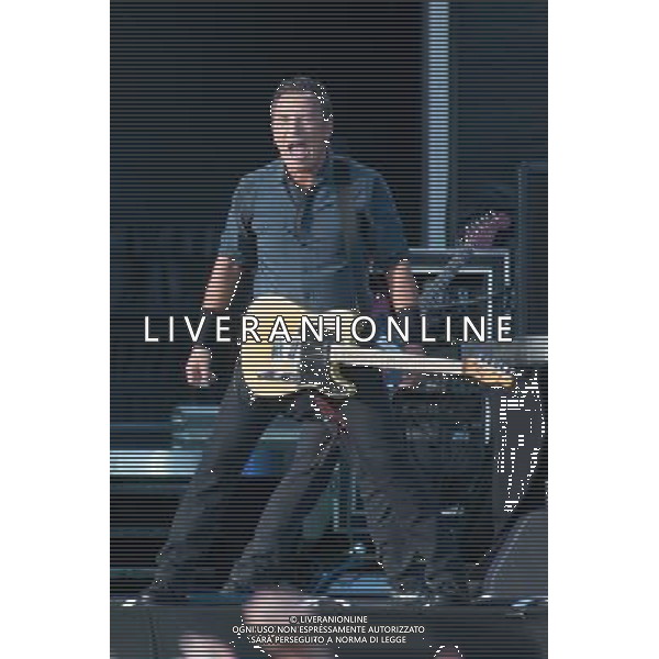 Bruce Springsteen \' The E Street Band on their The Wrecking Ball Tour - Bruce Springsteen â€“ lead vocals, lead, rhythm, and acoustic guitar, harmonica, piano, Patti Scialfa â€“ backing and duet vocals, acoustic guitar, percussion, Garry Tallent â€“ bass guitar, tuba, backing vocals, Roy Bittan â€“ piano, keyboards, accordion, Max Weinberg â€“ drums, percussion, Steven Van Zandt â€“ lead and rhythm guitar, backing vocals, mandolin, Nils Lofgren â€“ lead and rhythm guitar, pedal steel guitar, backing vocals, Soozie Tyrell â€“ violin, acoustic guitar, percussion, backing vocals, Charles Giordano â€“ organ, accordion, glockenspiel, performing live in concert at ive at Hard Rock Calling 2013 on the Main Stage, Queen Elizabeth Olympic Park, London, United Kingdom Date: 29/06/2013 ©photoshot/AGENZIA ALDO LIVERANI SAS - ITALY ONLY - EDITORIAL USE ONLY