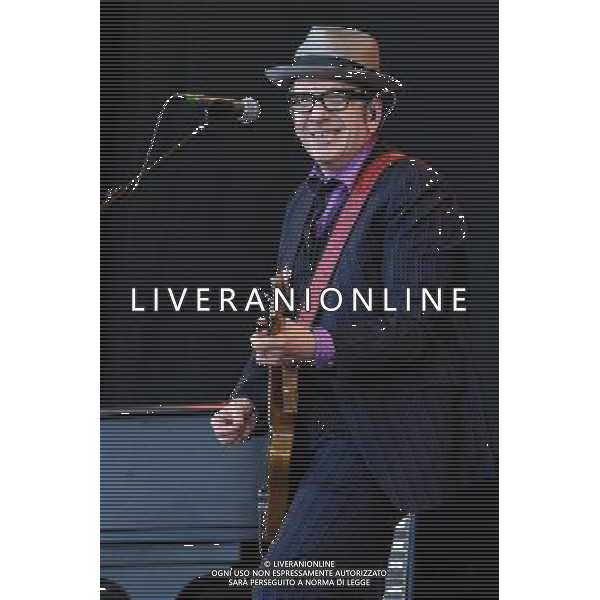 Elvis Costello plays Glastonbury Festival on 29/06/2013 at Worthy Farm, Glastonbury. Persons pictured: Elvis Costello. ©photoshot/AGENZIA ALDO LIVERANI SAS - ITALY ONLY - EDITORIAL USE ONLY