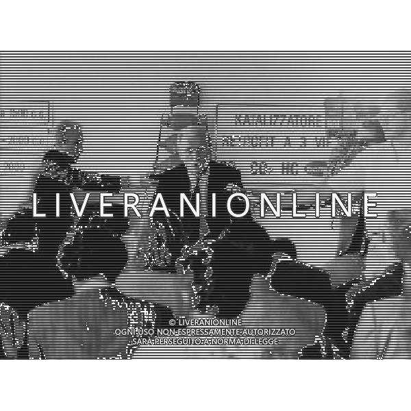 ARCHIVIO LIVERANI NELLA FOTO GIOVANNI TRAPATTONI PERIODO INTER CONFERENZA STAMPA ALLA BATTIS AG ALDO LIVERANI SAS