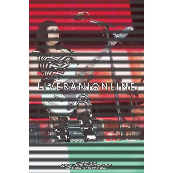 American band Smashing Pumpkins perform on The Other Stage at Glastonbury Festival, Worthy Farm, Pilton, Glastonbury, Somerset, UK on 30th June 2013. The band consists of founding member Billy Corgan (lead vocals/guitar), Nicole Fiorentino (bass), Jeff Schroeder (rhythm guitar) and Mike Byrne (drums) ©Photoshot/AGENZIA ALDO LIVERANI SAS-ITALY ONLY - EDITORIAL USE ONLY