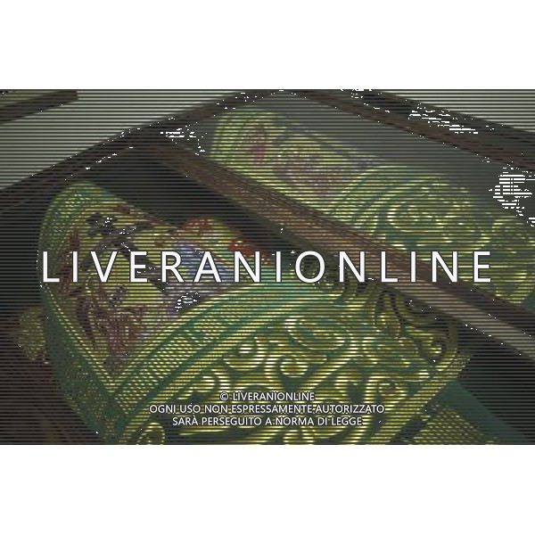 (130702) -- KIEV, July 2, 2013 () -- Photo taken on July 2, 2013 shows the mummified bodies of Orthodox Saints at the Kiev-Pechersk Lavra in Kiev, Ukraine. Kiev-Pechersk Lavra is nominally divided into two parts: the Upper Lavra, where the museums, shops and churches are situated and the Lower Lavra, underground area, where mummified bodies of Orthodox Saints are conserved. The spiritual and intellectual influence of Kiev-Pechersk Lavra contributed to the spread of Orthodox thought and the Orthodox faith in the Russian world from the 17th to the 19th century. Together with Saint-Sophia Cathedral and Related Monastic Buildings, Kiev-Pechersk Lavra was included in UNESCO\'s World Heritage List in 1990. (/Alexandr Shilov)(zhf) AG ALDO LIVERANI SAS ONLY ITALY