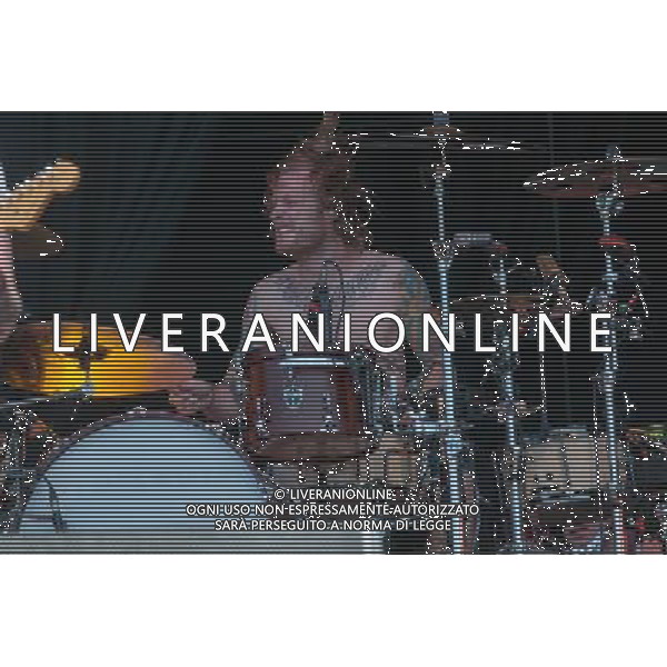 Deaf Havana - Tom Ogden - drums, percussion, backing vocals, performing live in concert at ive at Hard Rock Calling 2013 on the Main Stage, Queen Elizabeth Olympic Park, London, United Kingdom Date: 30/06/2013 ©Photoshot/AGENZIA ALDO LIVERANI SAS-ITALY ONLY - EDITORIAL USE ONLY
