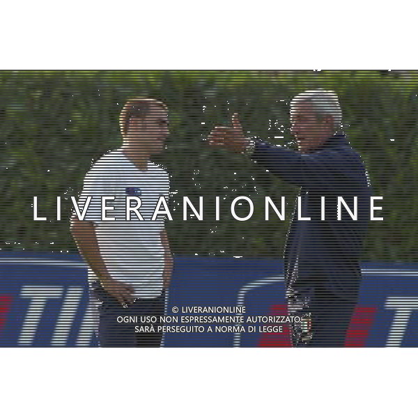 Coverciano (Fi) 04/10/2004 Raduno e allenamento della Nazionale italiana di Calcio nella foto fabio cannavaro e marcello lippi Ph Gianni Nucci/Aldo Liverani