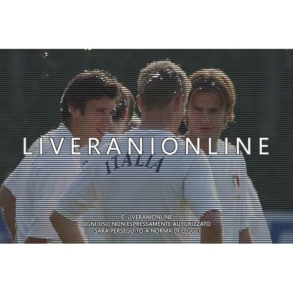Coverciano (Fi) 04/10/2004 Raduno e allenamento della Nazionale italiana di Calcio nella foto alberto gilardino, christian zaccardo e daniele de rossi Ph Gianni Nucci/Aldo Liverani