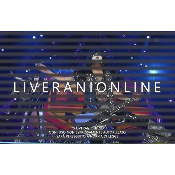 (130707) -- VANCOUVER, July 7, 2013 () -- Paul Stanley (R) and Gene Simmons of the rock legends KISS perform with the band during their 2013 Monster Tour at Rogers Arena in Vancouver, Canada, July 7, 2013. (/Sergei Bachlakov) AG ALDO LIVERANI SAS ONLY ITALY