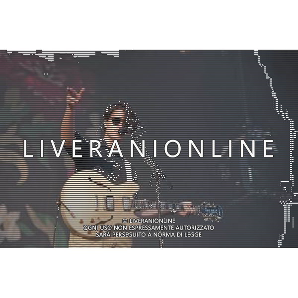 Vampire Weekend play Mumford and Sons\'s Gentlemen of the Road festival, at the Queen Elizabeth Park in Stratford. Picture shows Ezra Koenig. AG ALDO LIVERANI SAS ONLY ITALY