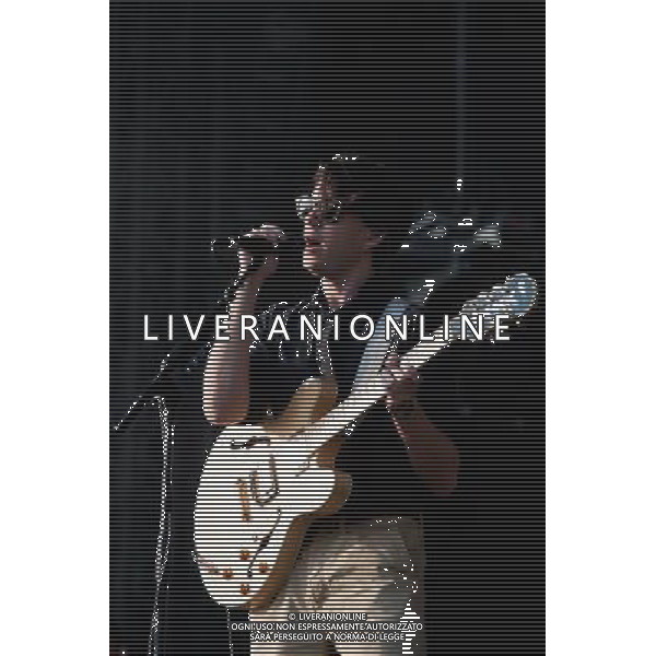 Vampire Weekend play Mumford and Sons\'s Gentlemen of the Road festival, at the Queen Elizabeth Park in Stratford. Picture shows Ezra Koenig. AG ALDO LIVERANI SAS ONLY ITALY