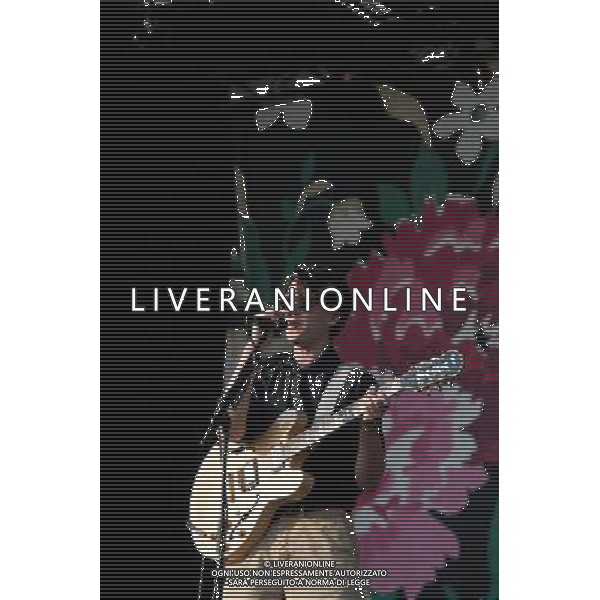 Vampire Weekend play Mumford and Sons\'s Gentlemen of the Road festival, at the Queen Elizabeth Park in Stratford. Picture shows Ezra Koenig. AG ALDO LIVERANI SAS ONLY ITALY