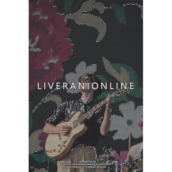 Vampire Weekend play Mumford and Sons\'s Gentlemen of the Road festival, at the Queen Elizabeth Park in Stratford. Picture shows Ezra Koenig. AG ALDO LIVERANI SAS ONLY ITALY