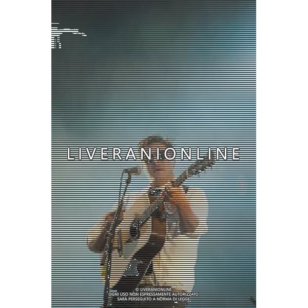 Mumford and Sons headline a one day festival, Gentlemen of the Road, at the Queen Elizabeth Park in Stratford. The show was part of their Summer Stampede 2013 tour. Picture shows Marcus Mumford. AG ALDO LIVERANI SAS ONLY ITALY