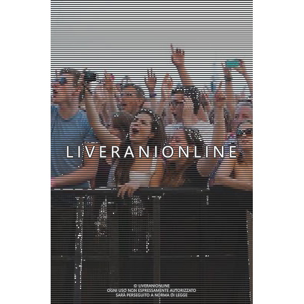 Mumford and Sons headline a one day festival, Gentlemen of the Road, at the Queen Elizabeth Park in Stratford. The show was part of their Summer Stampede 2013 tour. Picture shows the audience singing along to the song \'Little Lion Man\'. AG ALDO LIVERANI SAS ONLY ITALY