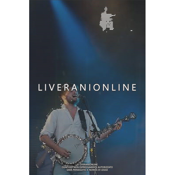 Mumford and Sons headline a one day festival, Gentlemen of the Road, at the Queen Elizabeth Park in Stratford. The show was part of their Summer Stampede 2013 tour. Picture shows Winston Marshall. AG ALDO LIVERANI SAS ONLY ITALY