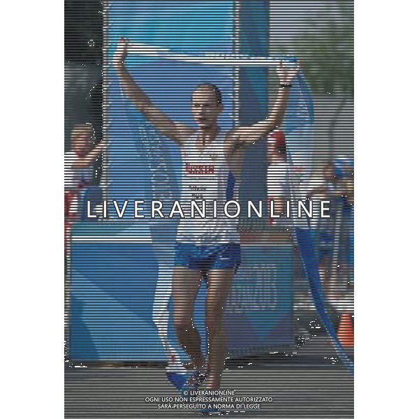(130709) -- KAZAN, July 9, 2013 () -- Krivov Andrey of Russia celebrates after the men\'s 20km race walk competition at the 27th Summer Universiade in Kazan, Russia, July 9, 2013. Andrei Krivov won the gold medal and created the new Universiade record of the event with 1 hour 20 minutes 47 seconds. (/Jiang Kehong) ©PHOTOSHOT/AGENZIA ALDO LIVERANI SAS - ITALY ONLY - EDITORIAL USE ONLY