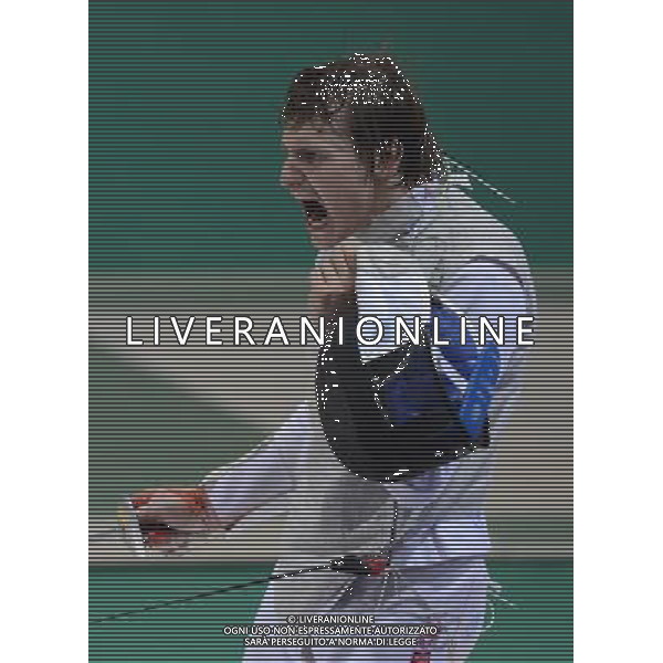 (130710) -- KAZAN, July 10, 2013 () -- Alexey Cheremisinov of Russia celebrates victory during the men\'s Foil Individual final at 27th Summer Universiade in Kazan, Russia, July 9, 2013. Cheremisinov claimed the title by defeating South Korea\'s Son Young Ki with 15-10. (/Kong Hui) ©PHOTOSHOT/AGENZIA ALDO LIVERANI SAS - ITALY ONLY - EDITORIAL USE ONLY