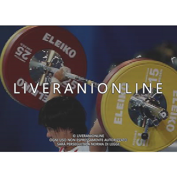 (130710) -- KAZAN, July 10, 2013 () -- Pyon Yong Mi of the Democratic People\'s Republic of Korea (DPRK) competes during the women\'s 63kg weightlifting final at the 27th Summer Universiade in Kazan, Russia, July 9, 2013. Pyon Yong Mi claimed the title with 233kg in total. (/Li Ying) ©PHOTOSHOT/AGENZIA ALDO LIVERANI SAS - ITALY ONLY - EDITORIAL USE ONLY